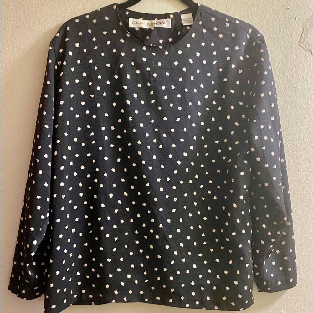 Blue w/Gold spotted Design Long Sleeve Blouse #N080
